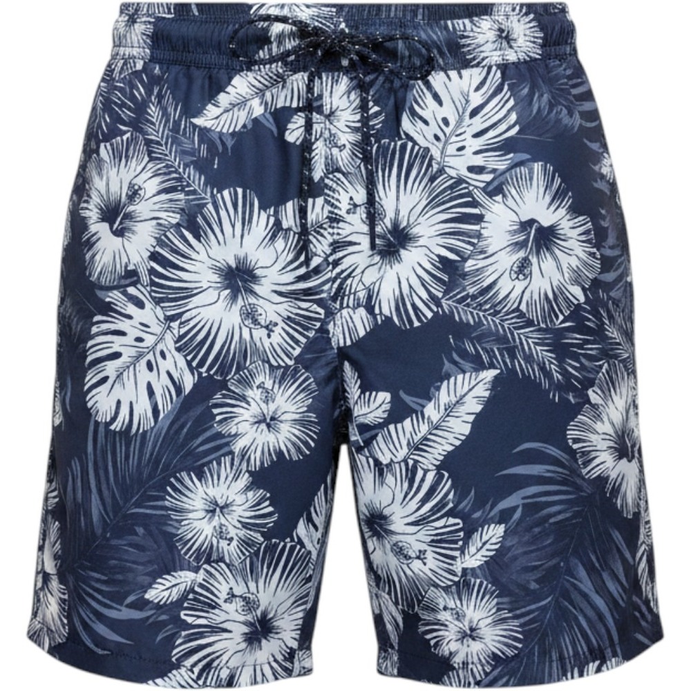 The Foundry Supply Co Men's 2XL Swim Trunks‎ Navy Blue Tropical Hibiscus Floral